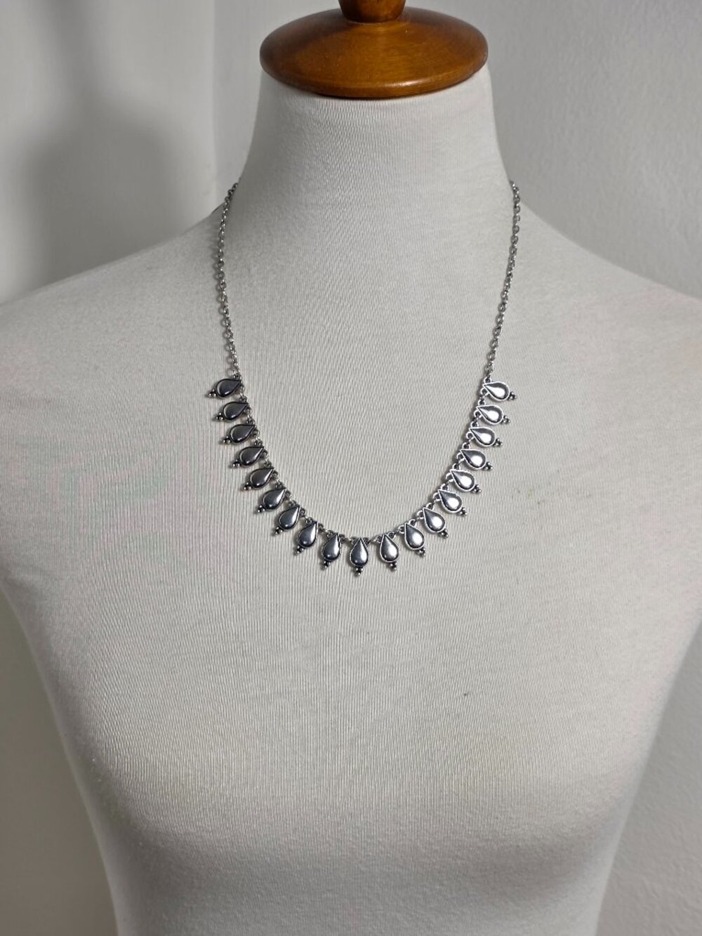 Plunder Design Jaylin Silver-Toned Necklace Dangling Teardrop-Shaped Charms